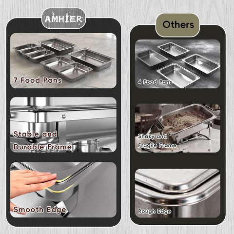 Amhier fuentes de buffet plateadas con diseño compacto para montaje seguro.