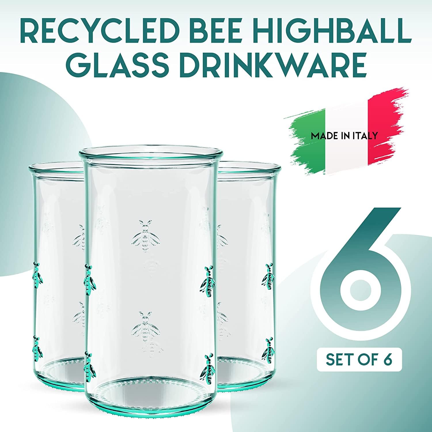 Amici Home Regina Hiball combina vidrio verde reciclado y elegancia para bebidas.