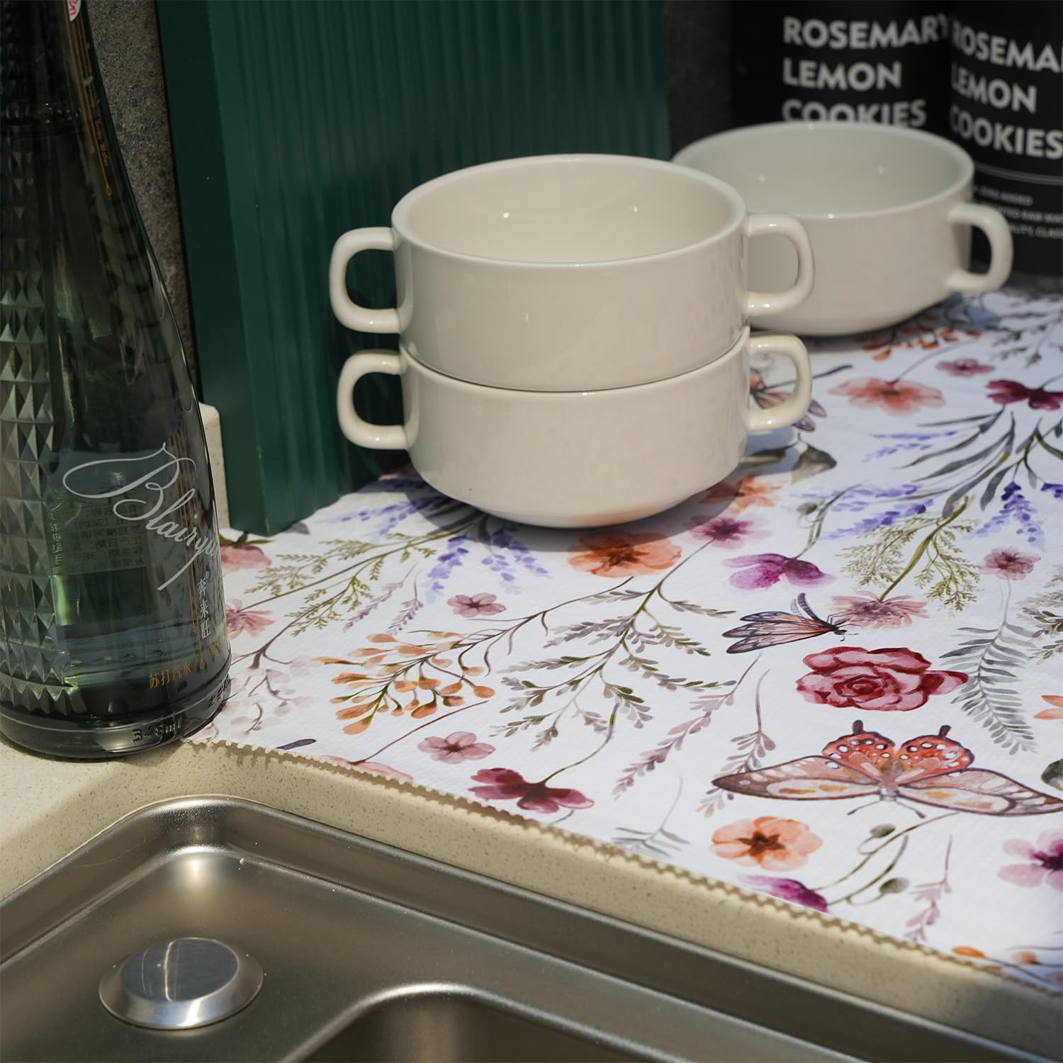 Amiitay rejilla baño floral para superficies húmedas y limpias