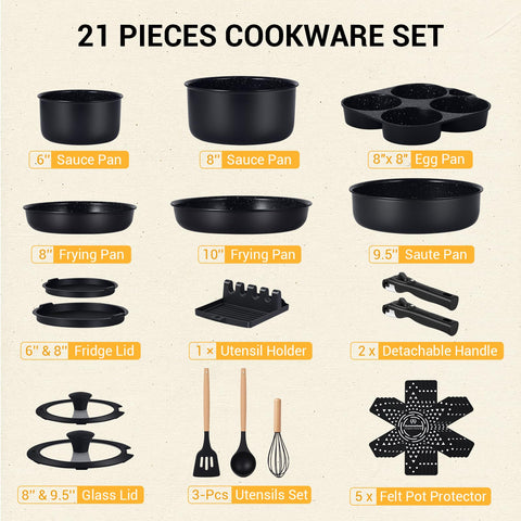 Ammeloo accesorios incluidos para un set completo de utensilios y soporte.