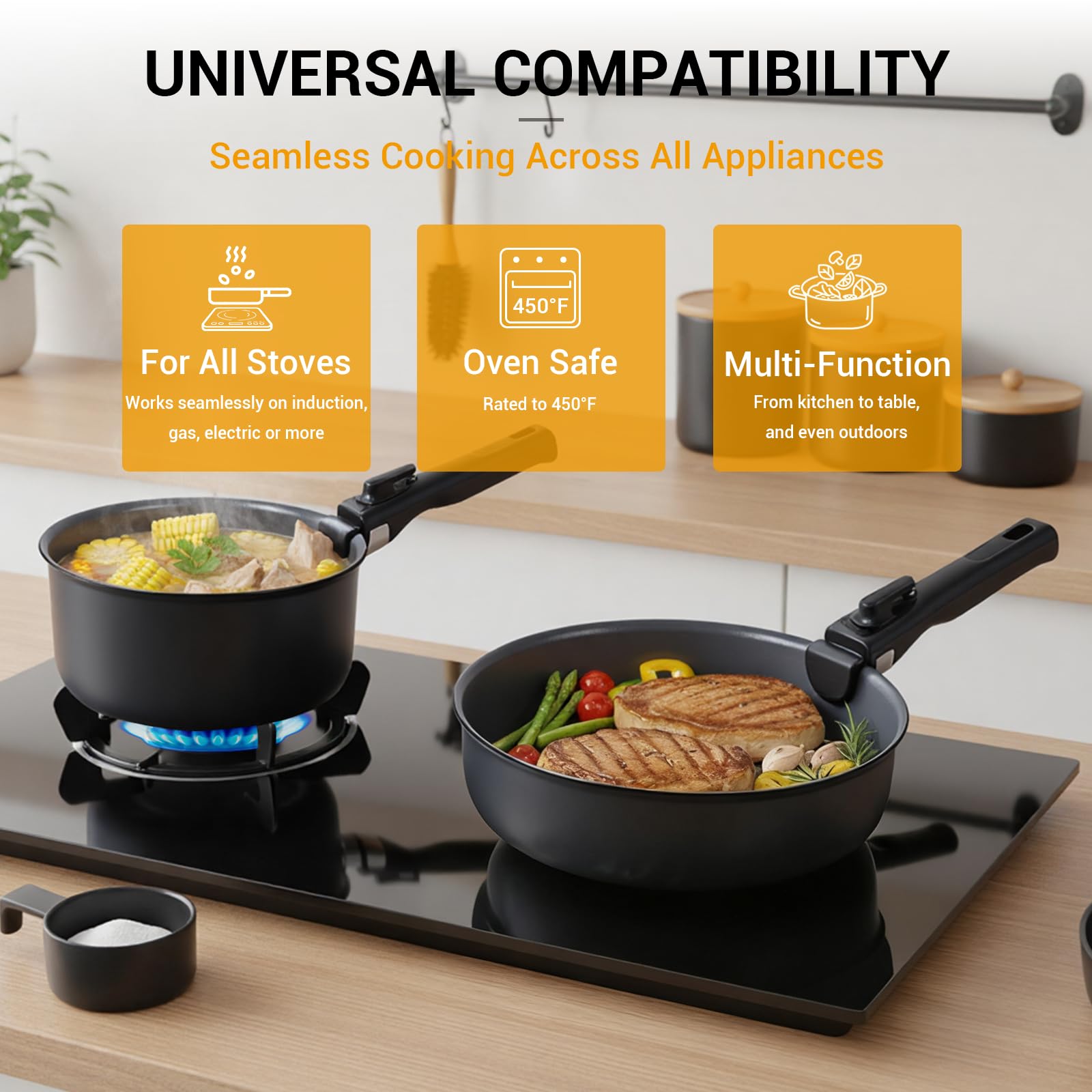 Compatibilidad universal Ammeloo con todas las estufas para mayor flexibilidad.
