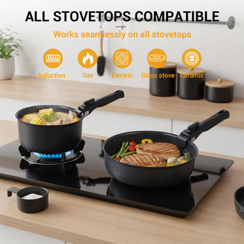 Ammeloo diseño apilable para ahorro de espacio en la cocina.