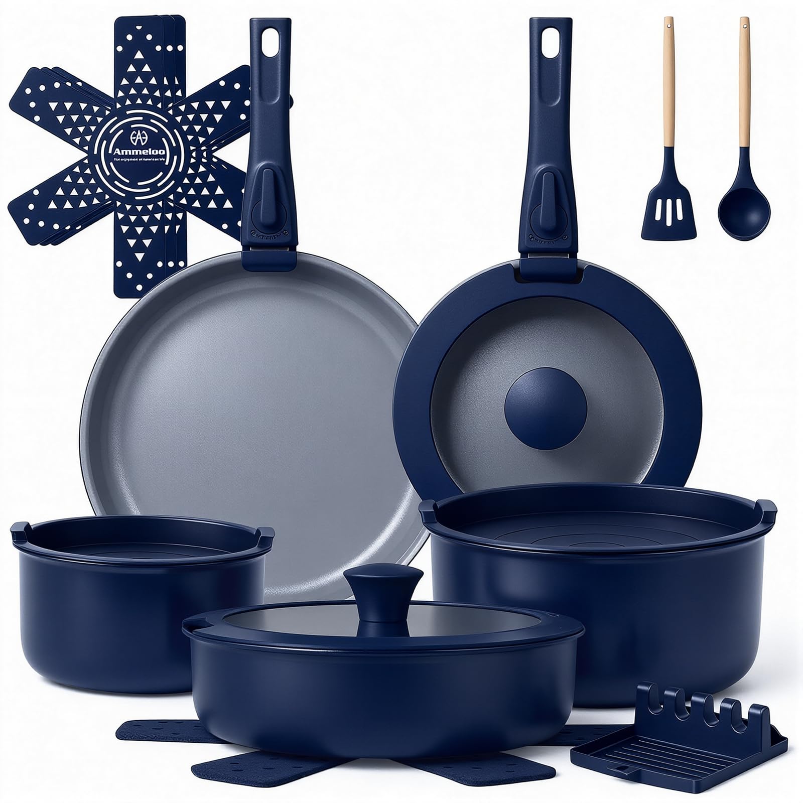 Ammeloo: juego de ollas cerámicas desmontables para versatilidad en la cocina.