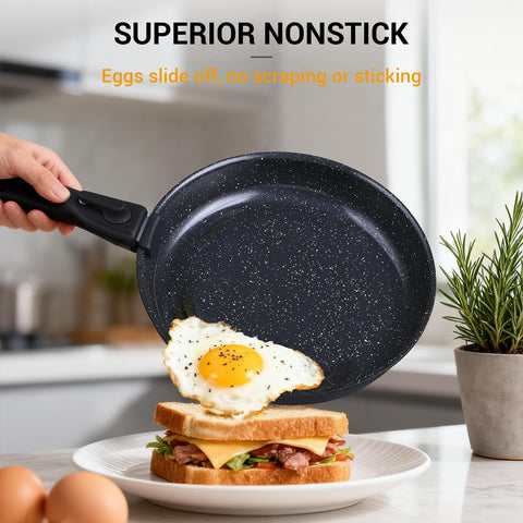 Ammeloo sartén de 8 pulgadas con tapa de vidrio para calentar rápidamente.