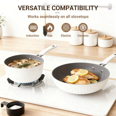 Ammeloo sartén-salteado 3-2qt con tapa, versátil para recetas.