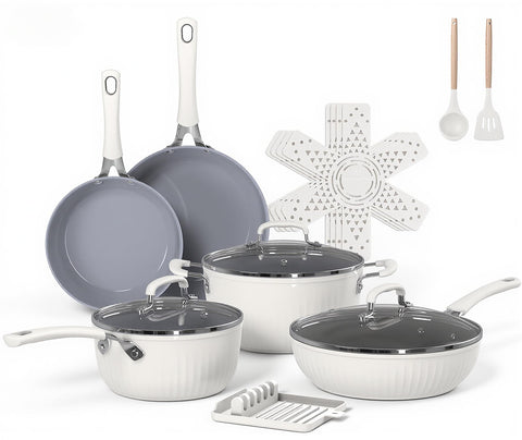 Ammeloo set cerámico 15 piezas, antiadherente para cocinar fácilmente.