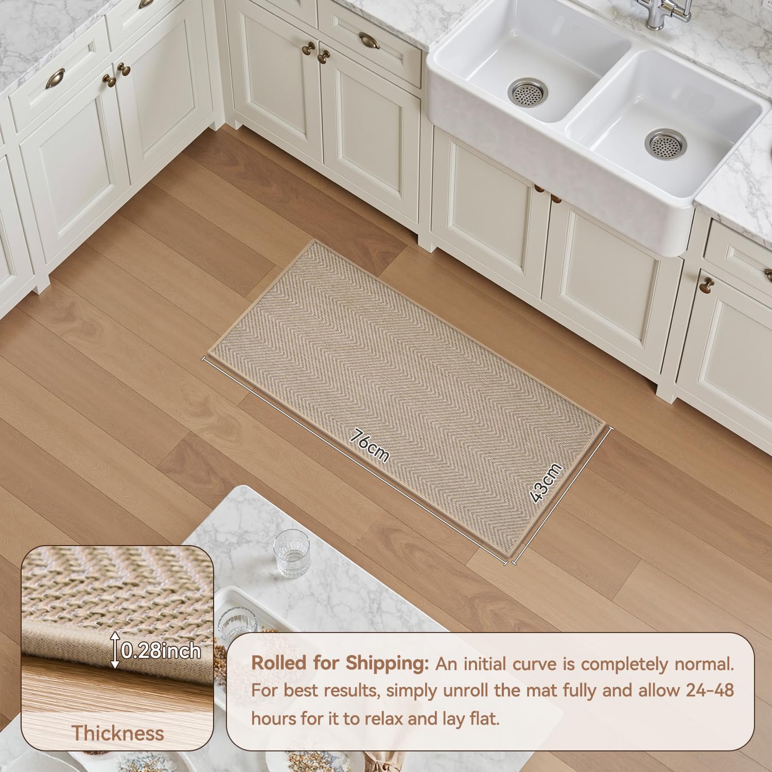 Alfombra AMOAMI con bordes reforzados para mayor durabilidad.