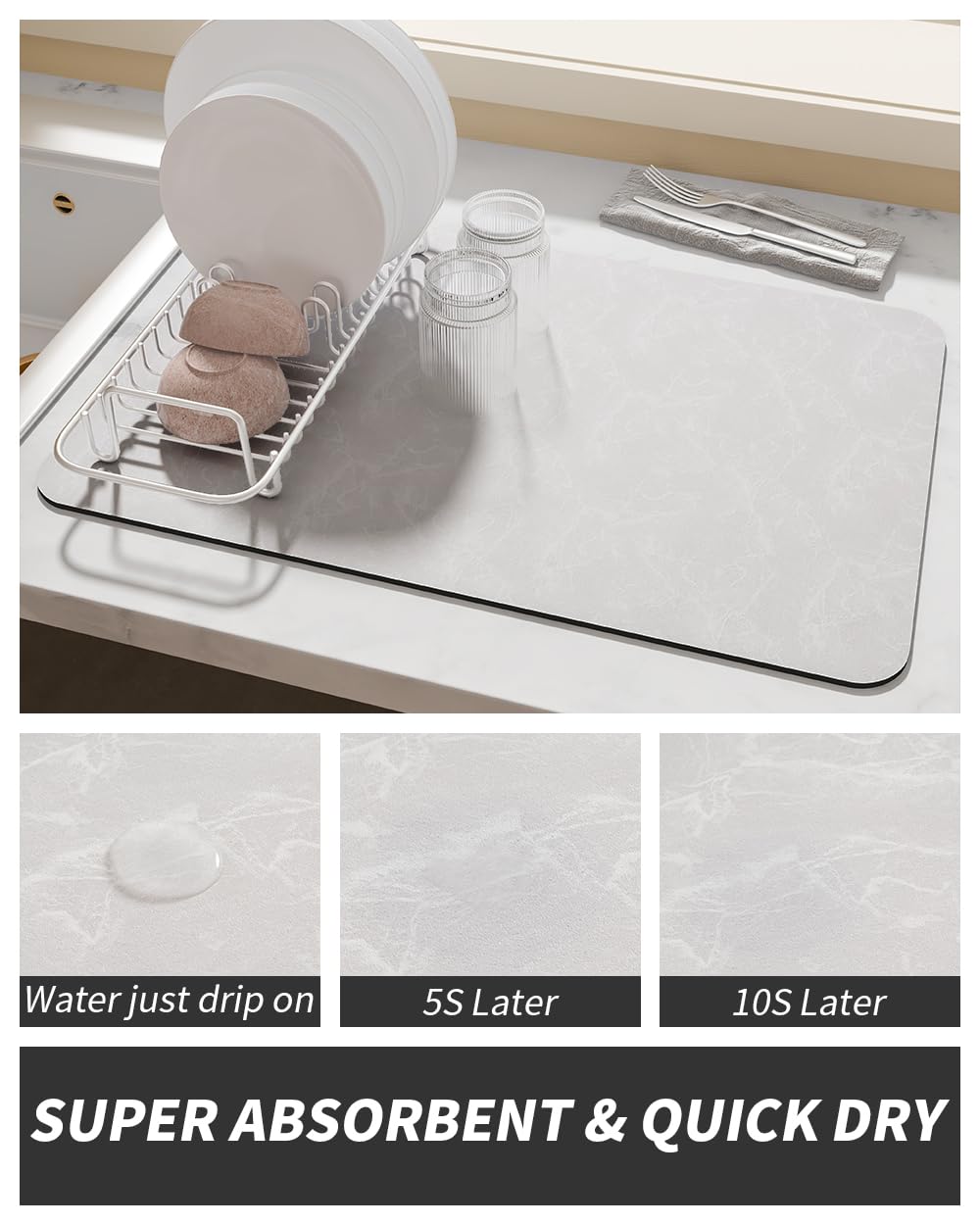 AMOAMI alfombrilla absorbente para café, absorbe derrames rápidamente.