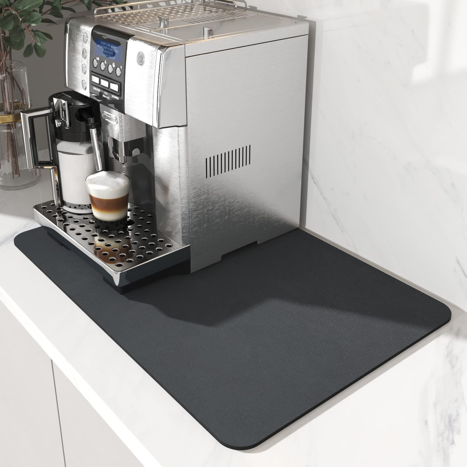 AMOAMI mat secado cafe 12x19 gris oscuro ayuda a mantener la encimera limpia y seca.