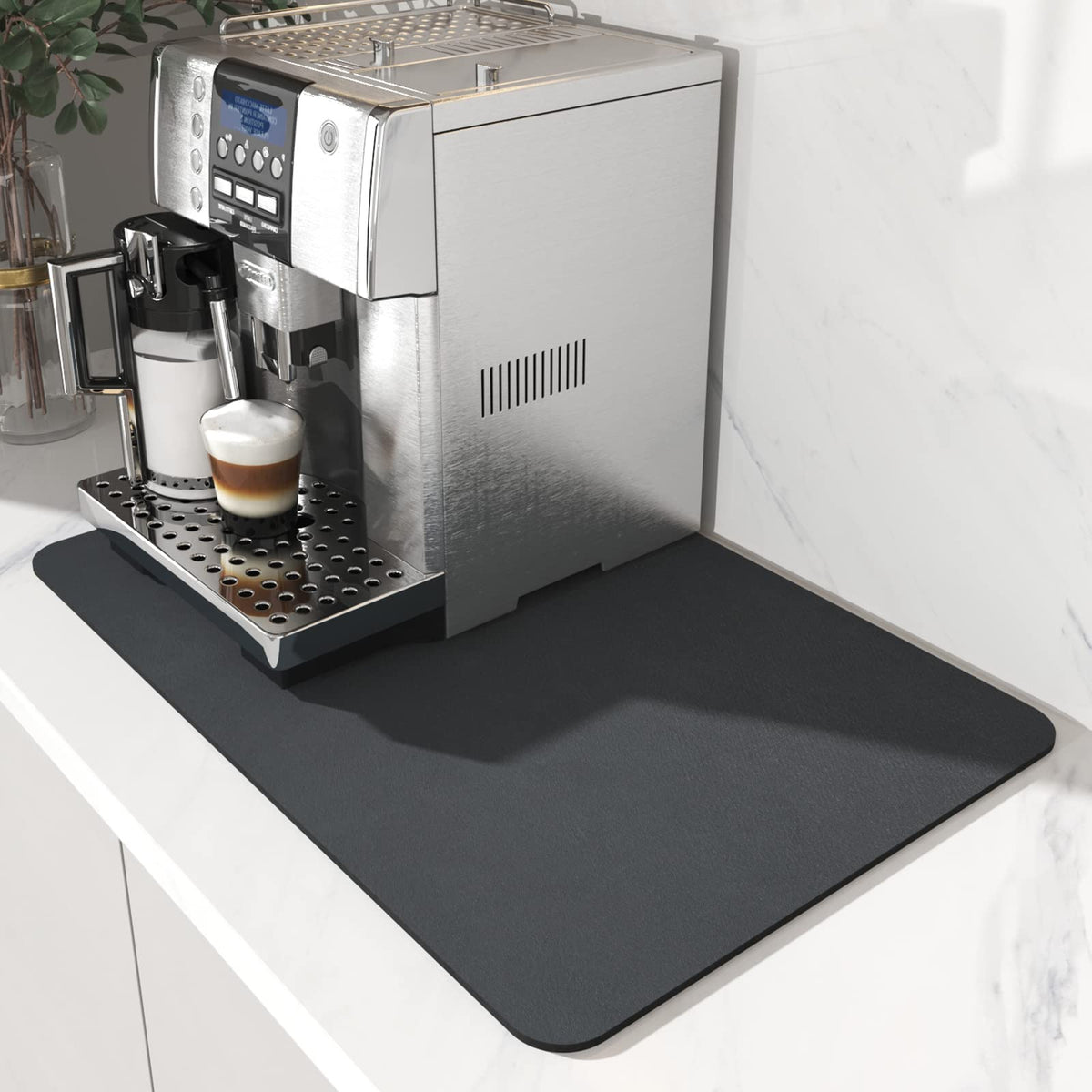 AMOAMI mat secado cafe 12x19 gris oscuro ayuda a mantener la encimera limpia y seca.