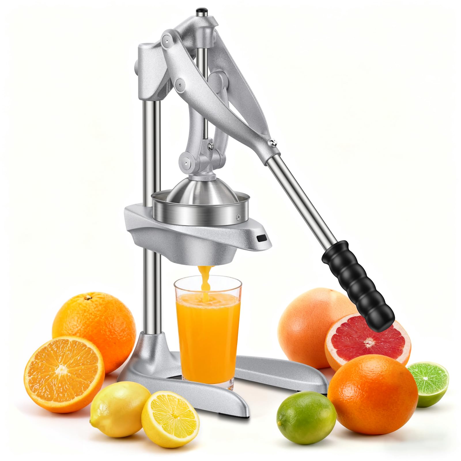 AMOHEE exprimidor manual en acción para naranjas frescas, jugo rápido para desayunos.