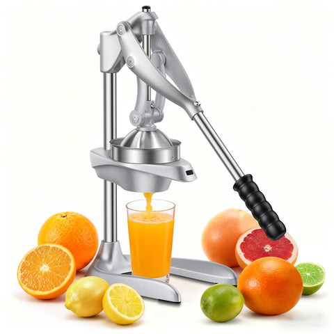 AMOHEE exprimidor manual en acción para naranjas frescas, jugo rápido para desayunos.