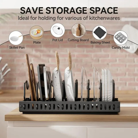 AmoiChic Organizador para ollas y sartenes, almacenamiento estable.