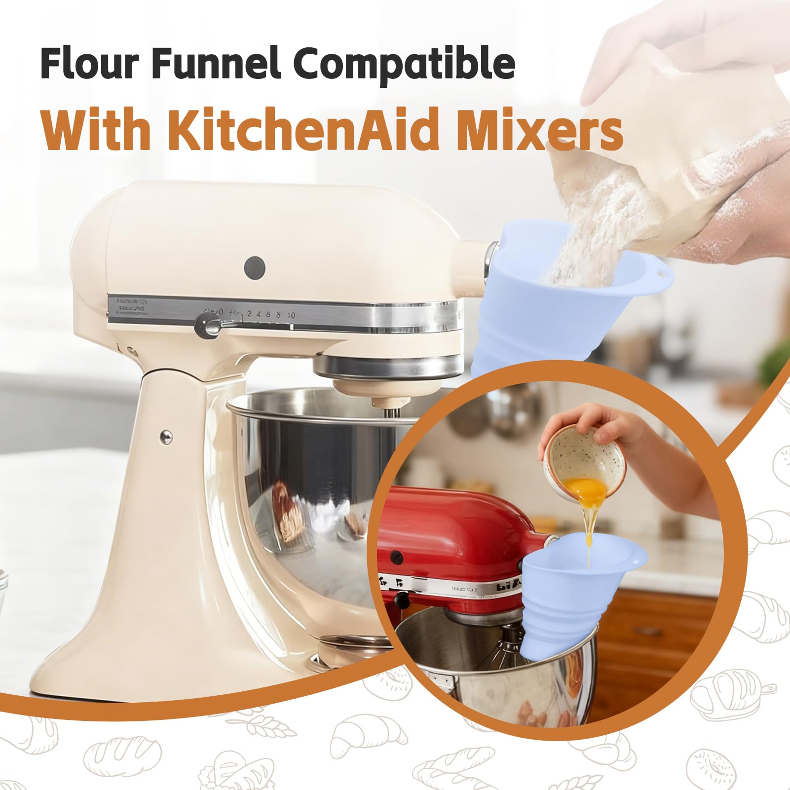 Amoner U vertido fácil para KitchenAid, evita derrames durante la mezcla