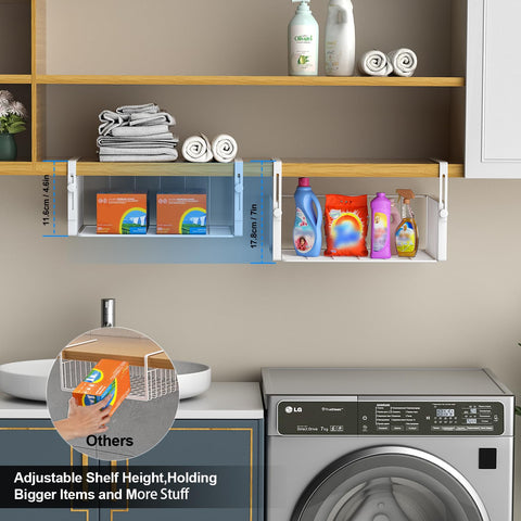 AmonHouseware cesto ajustable para estantería inferior, gran capacidad para frascos y bolsas.