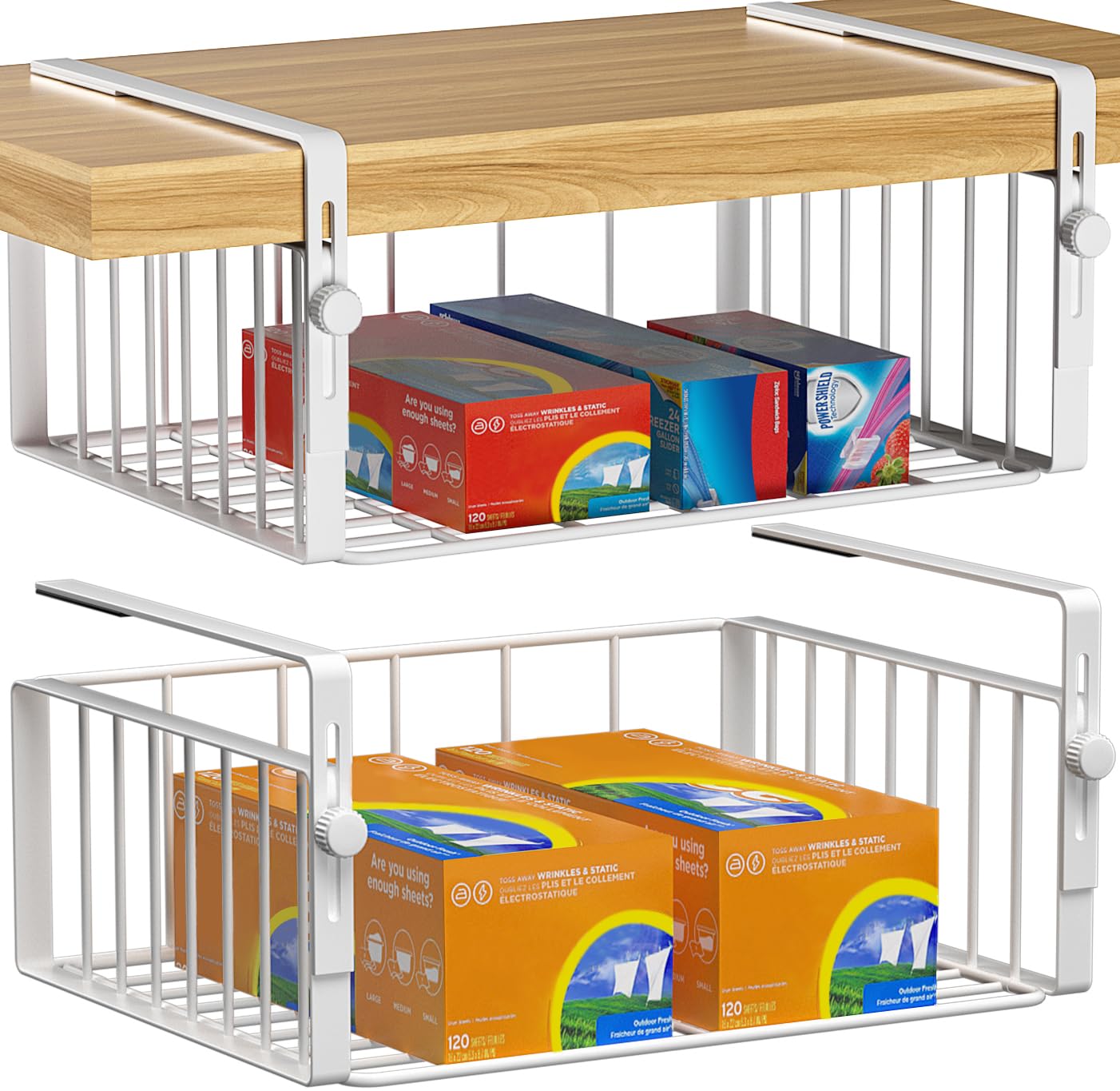 AmonHouseware cesto debajo de estantería para organizar utensilios y especias.