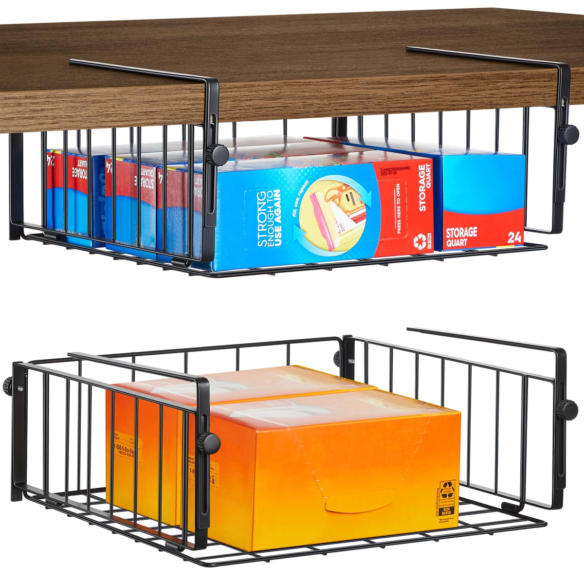 Cestas colgantes AmonHouseware, juego de dos, para maximizar el espacio bajo estante.