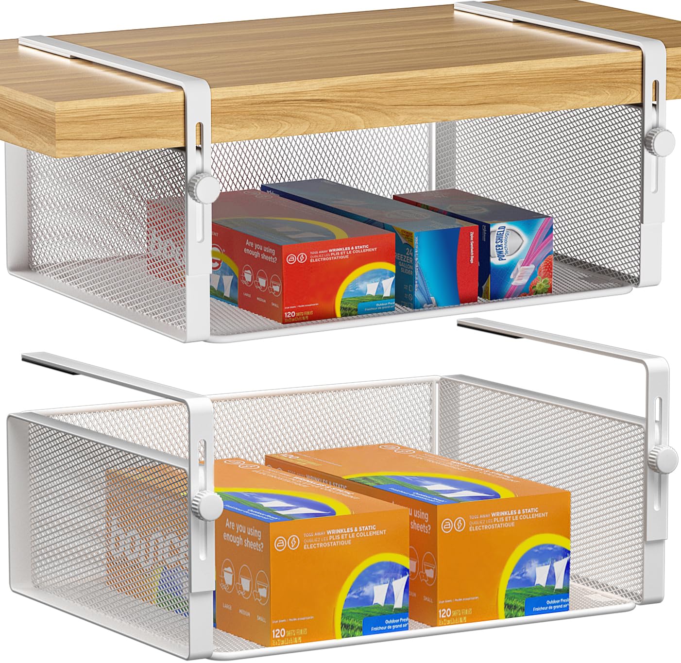 AmonHouseware organizador de cesta bajo estante con ajuste seguro
