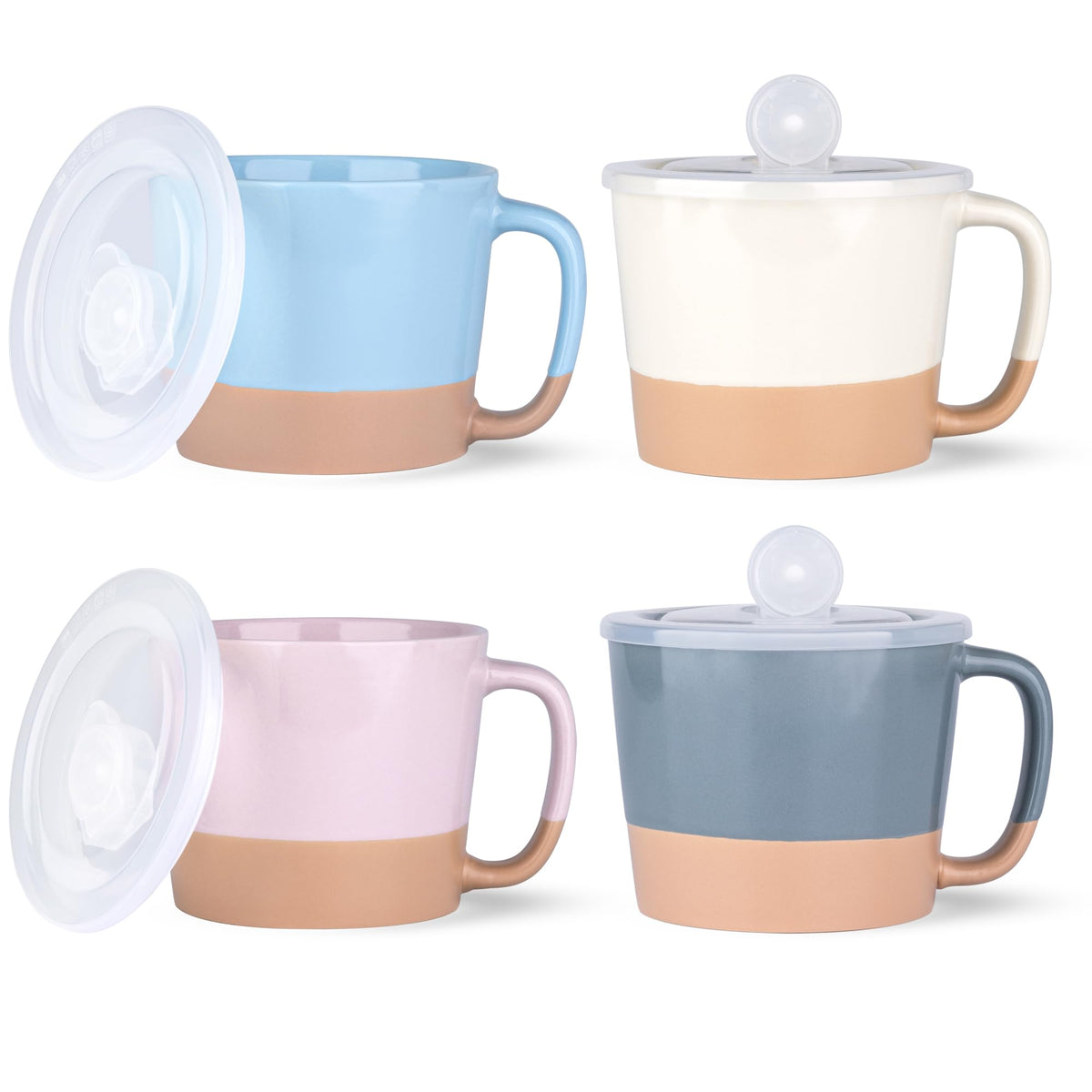 AmorArc cuencos de sopa 24 oz con tapas grandes y asas ergonómicas para servir