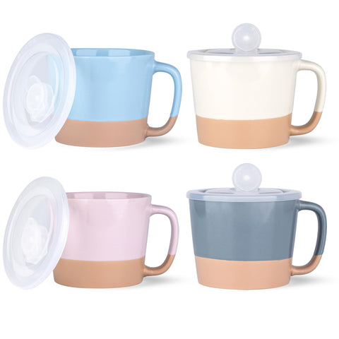 AmorArc cuencos de sopa 24 oz con tapas grandes y asas ergonómicas para servir