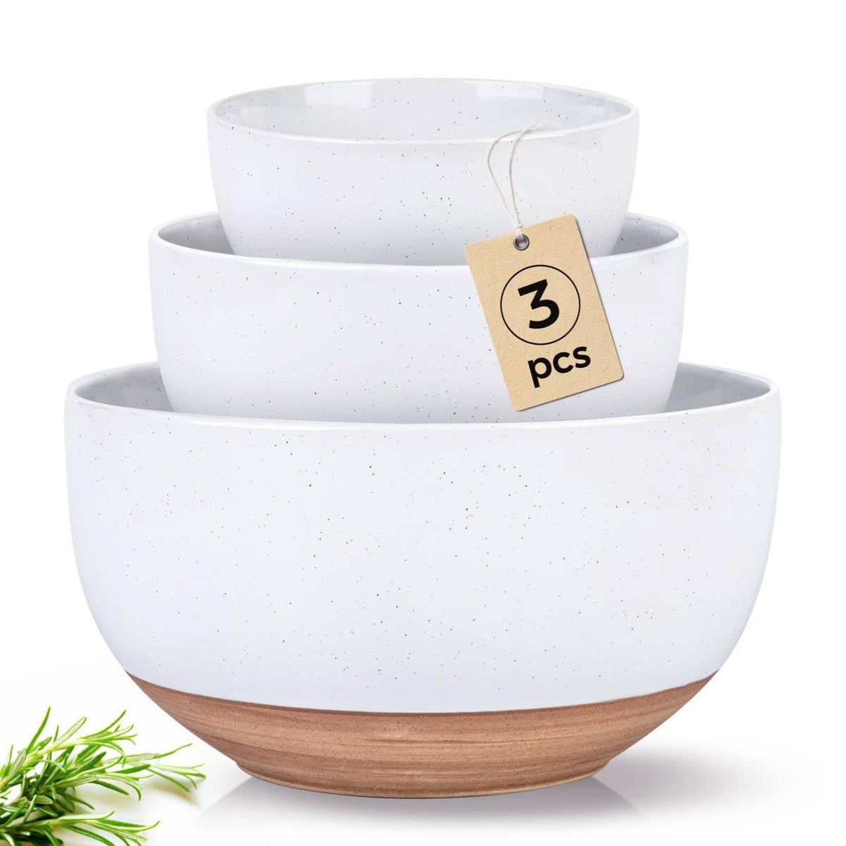 Conjunto AmorArc de tazones cerámicos apilables para optimizar espacio en la cocina.