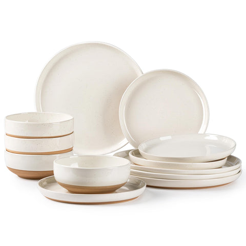 AmorArc juego de vajilla cerámica con platos de 10,5 pulgadas, ideal para comidas familiares.