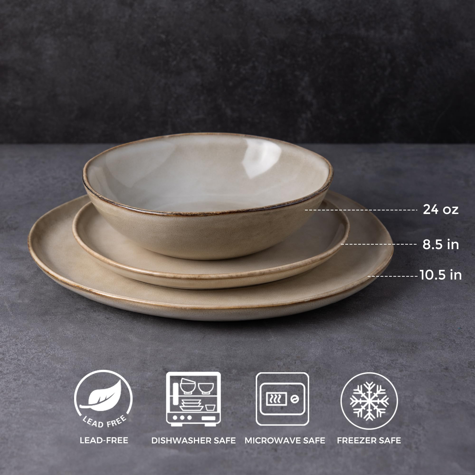 AmorArc cuencos cerámicos, bordes elegantes, ideales para sopas o ensaladas.