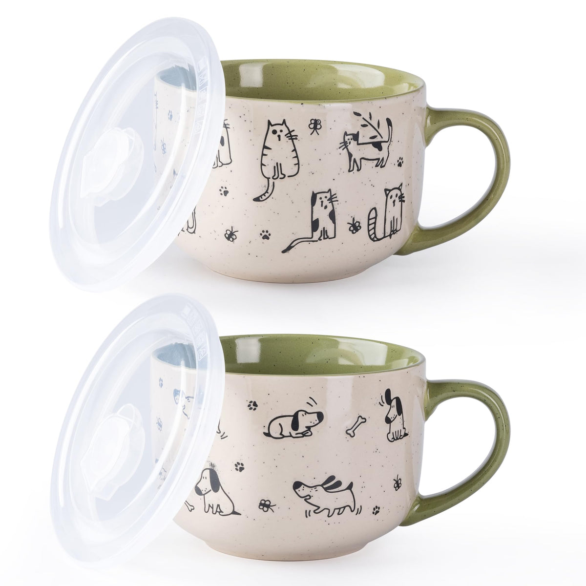 AmorArc sopa cerámica 24oz con tapas y asa, manejo cómodo para sopa caliente.