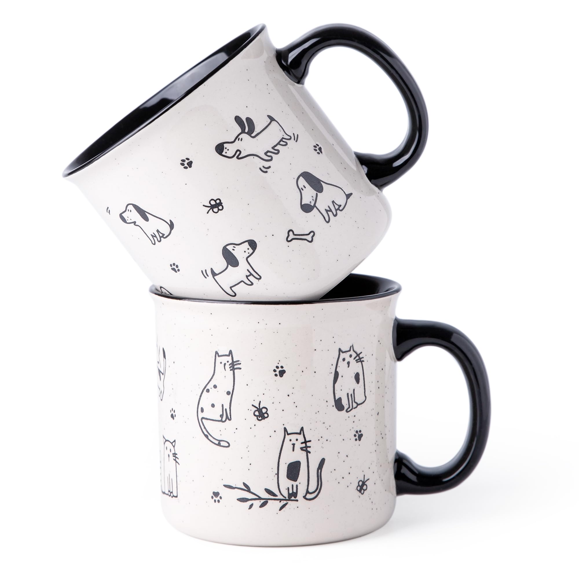 Taza AmorArc de cerámica grande y negra, ideal para café diario