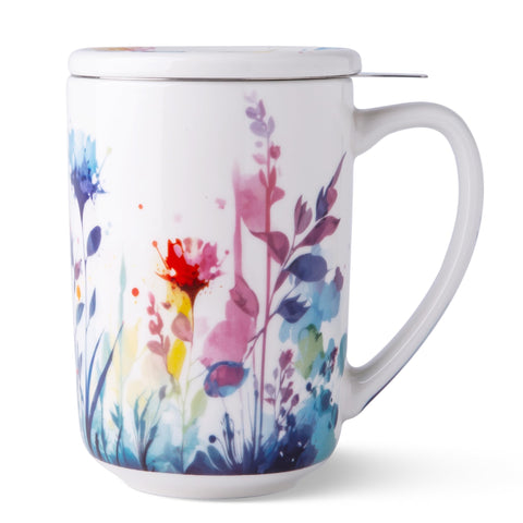 Taza AmorArc de porcelana 18oz con infusor y tapa para infusiones limpias.