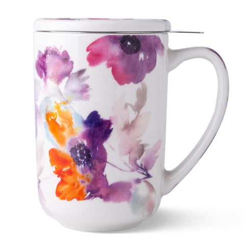 AmorArc taza de porcelana con infusor y tapa para té de hojas sueltas y café