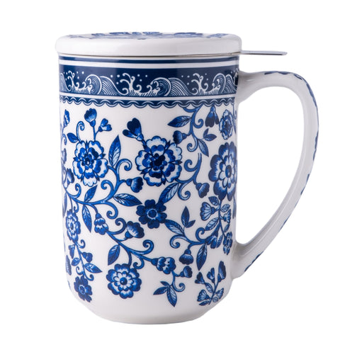 AmorArc taza porcelana con infusor y tapa para infusiones limpias y sabor intenso