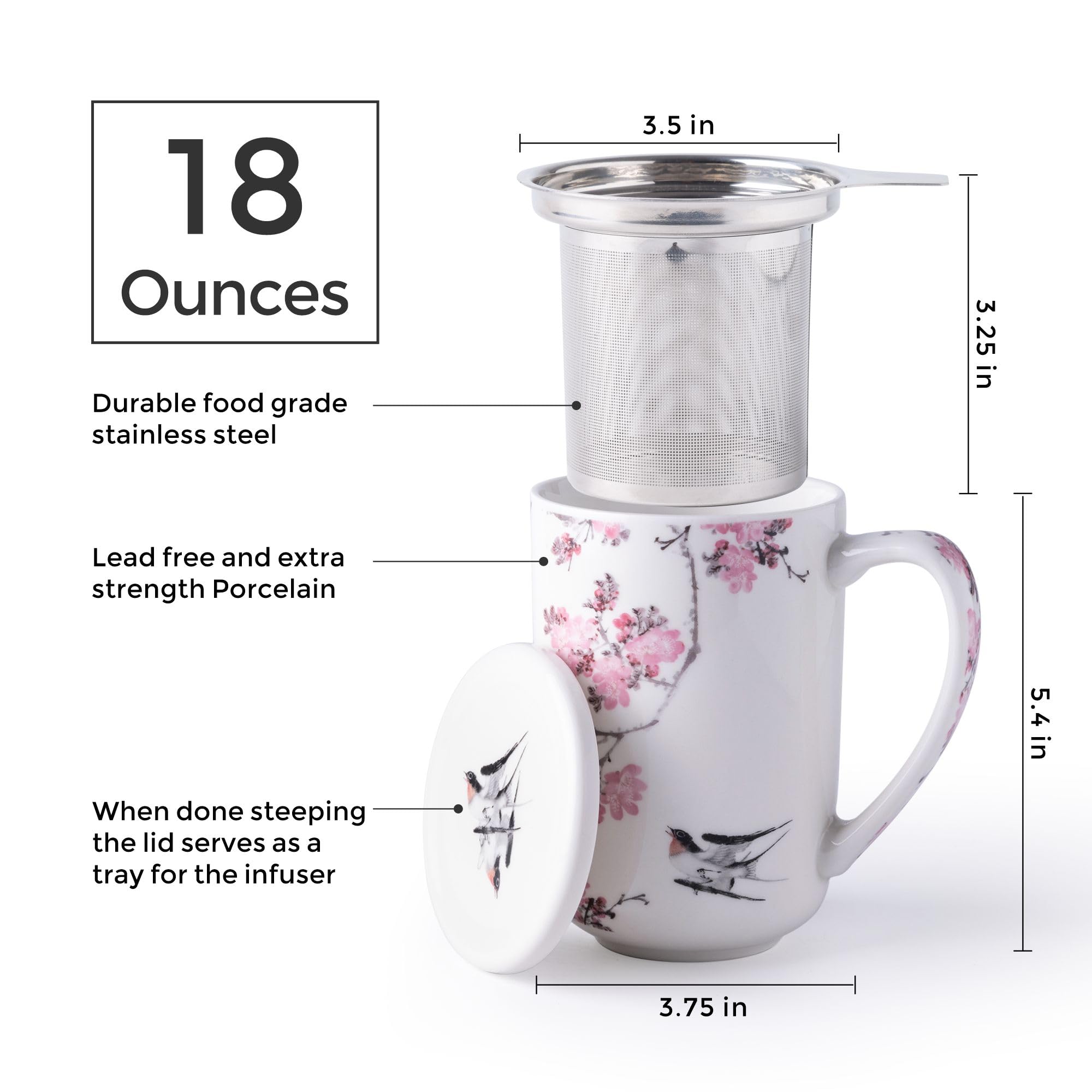 Taza AmorArc de cerámica con tapa para conservar calor y aroma.