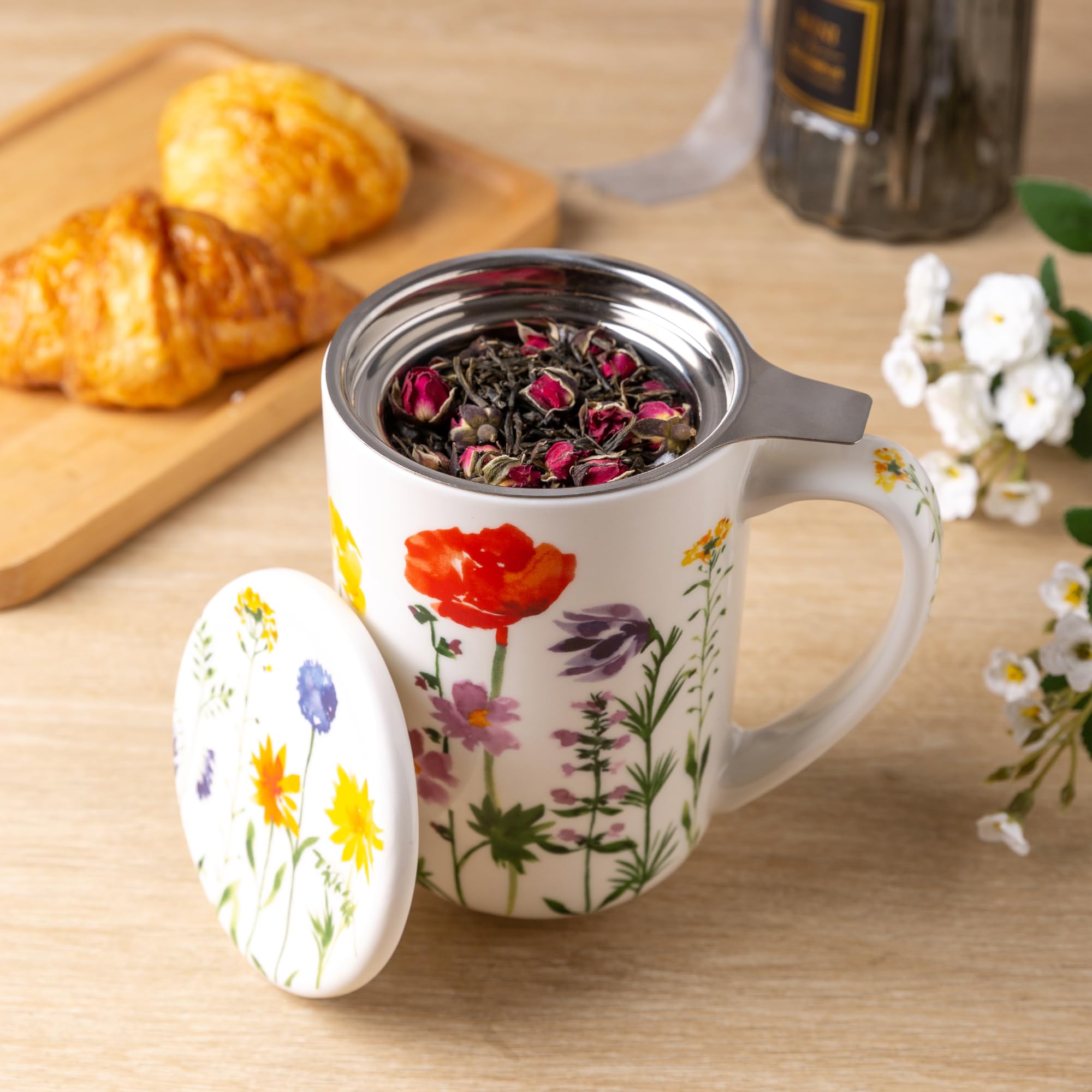 AmorArc: taza de cerámica con infusor de gran capacidad para tés sueltos