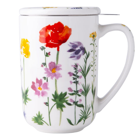 AmorArc: taza de cerámica con infusor y tapa para té de hojas sueltas