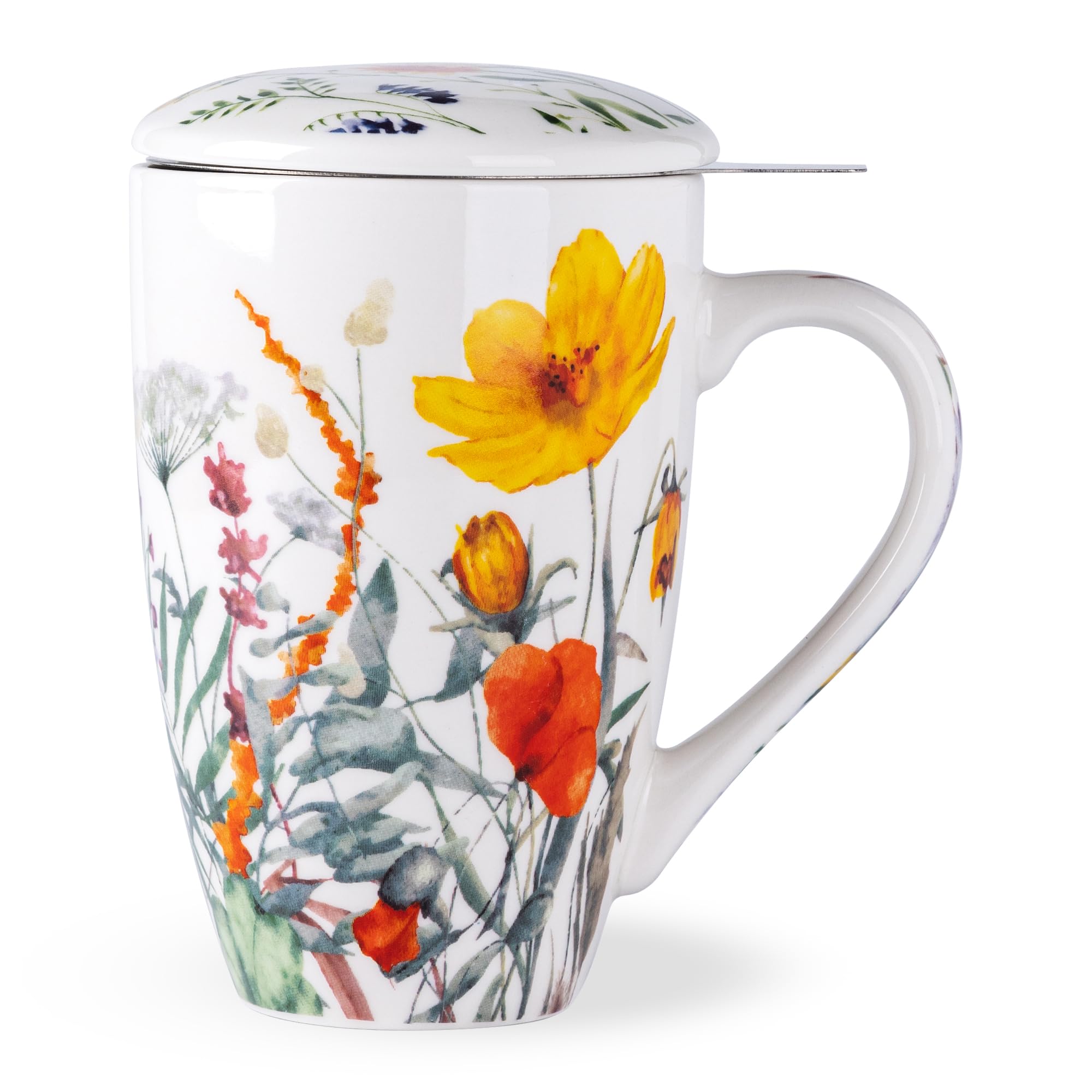 AmorArc taza de porcelana con infusor y tapa para filtrar hojas sueltas