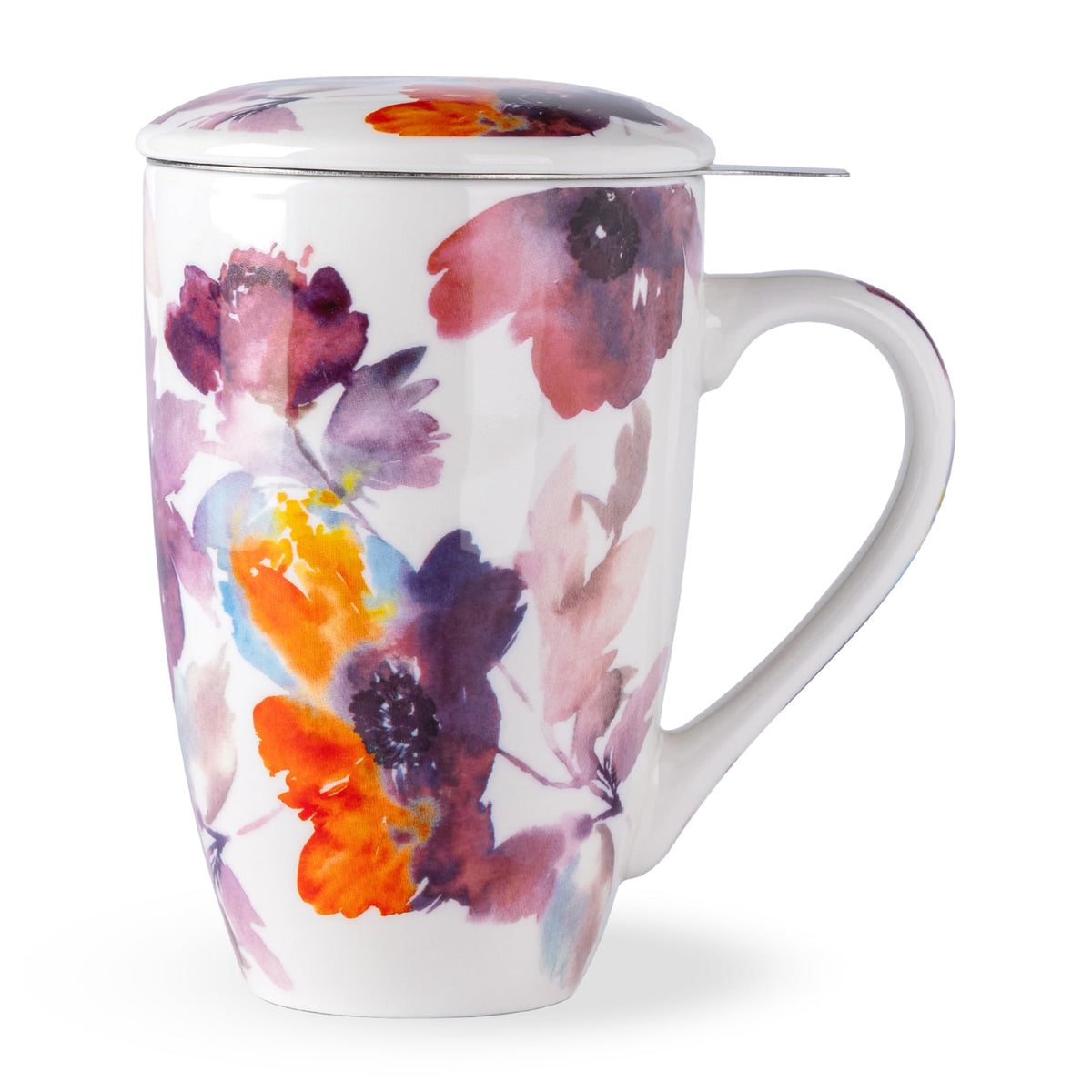 AmorArc Taza de porcelana con infusor y tapa ideal para infusiones limpias y cálidas.