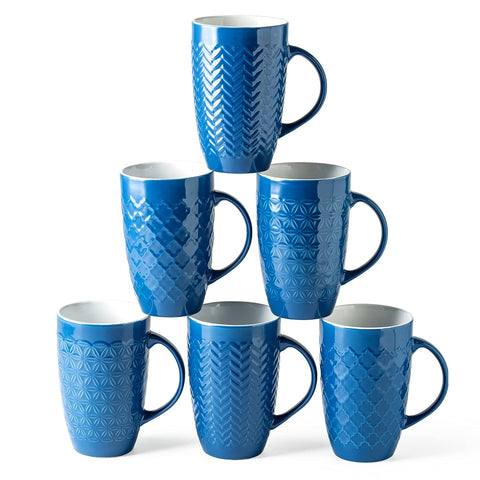 Tazas AmorArc XL 20oz azules con texturas geométricas para café