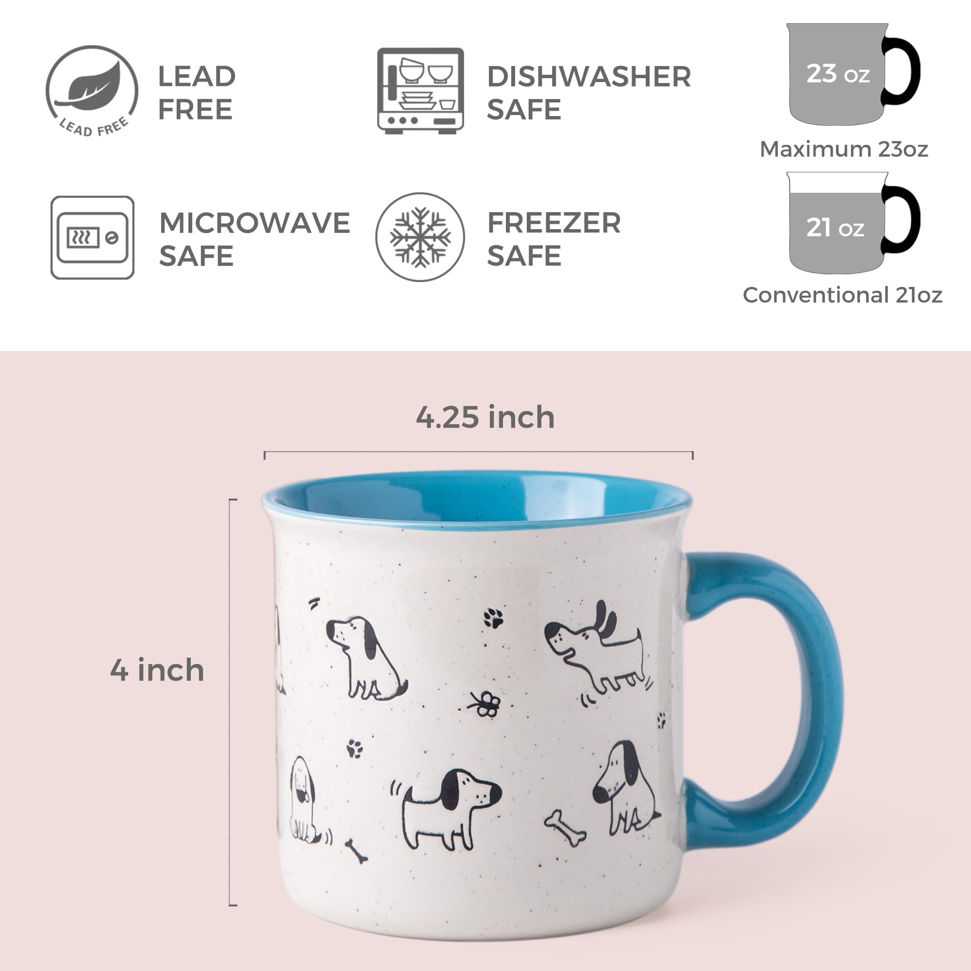 Taza AmorArc apta para microondas y limpieza fácil.