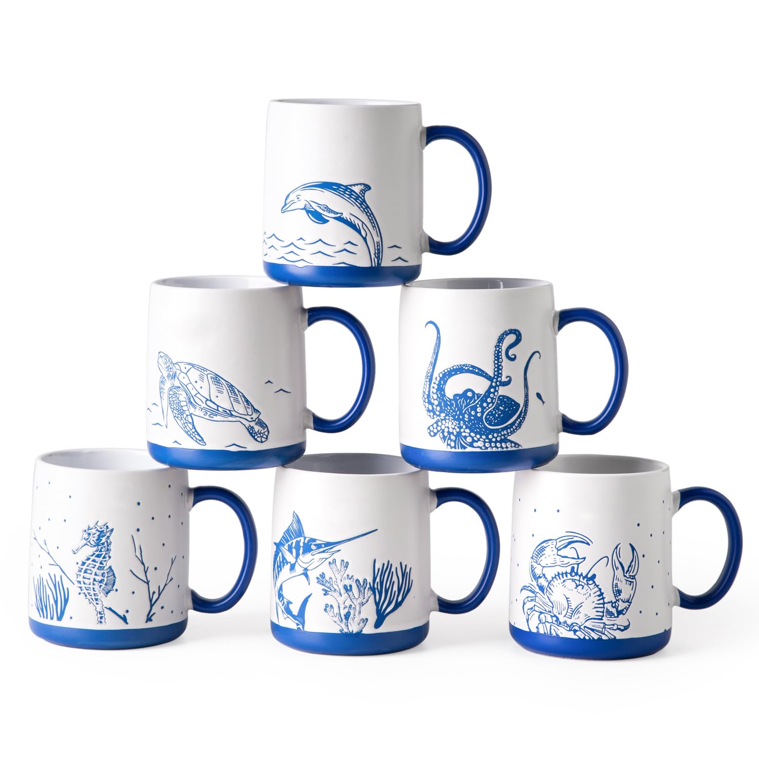 AmorArc tazas grandes 18oz: juego de seis para café diario.