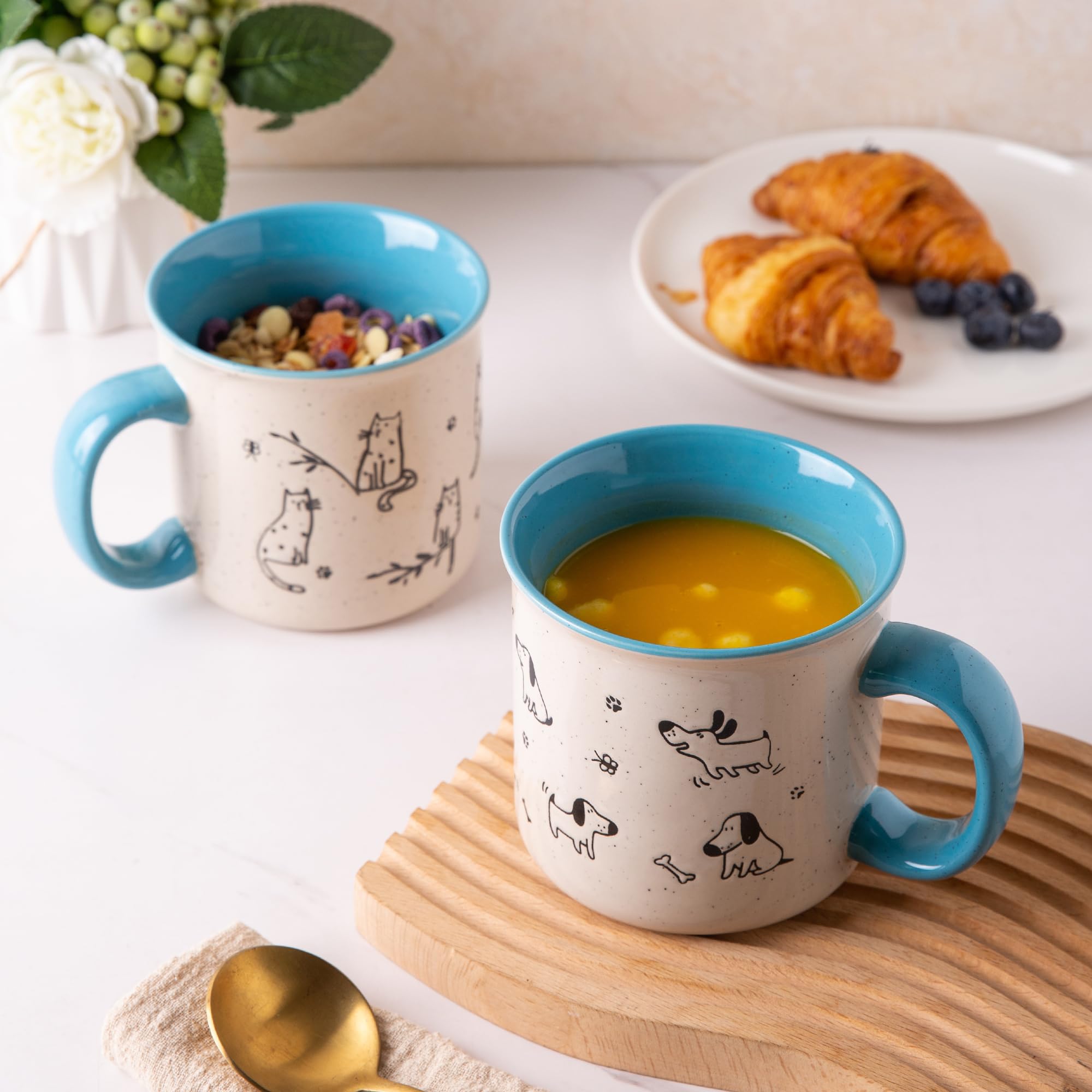 Taza AmorArc cerámica resistente a golpes, perfecta para diario.