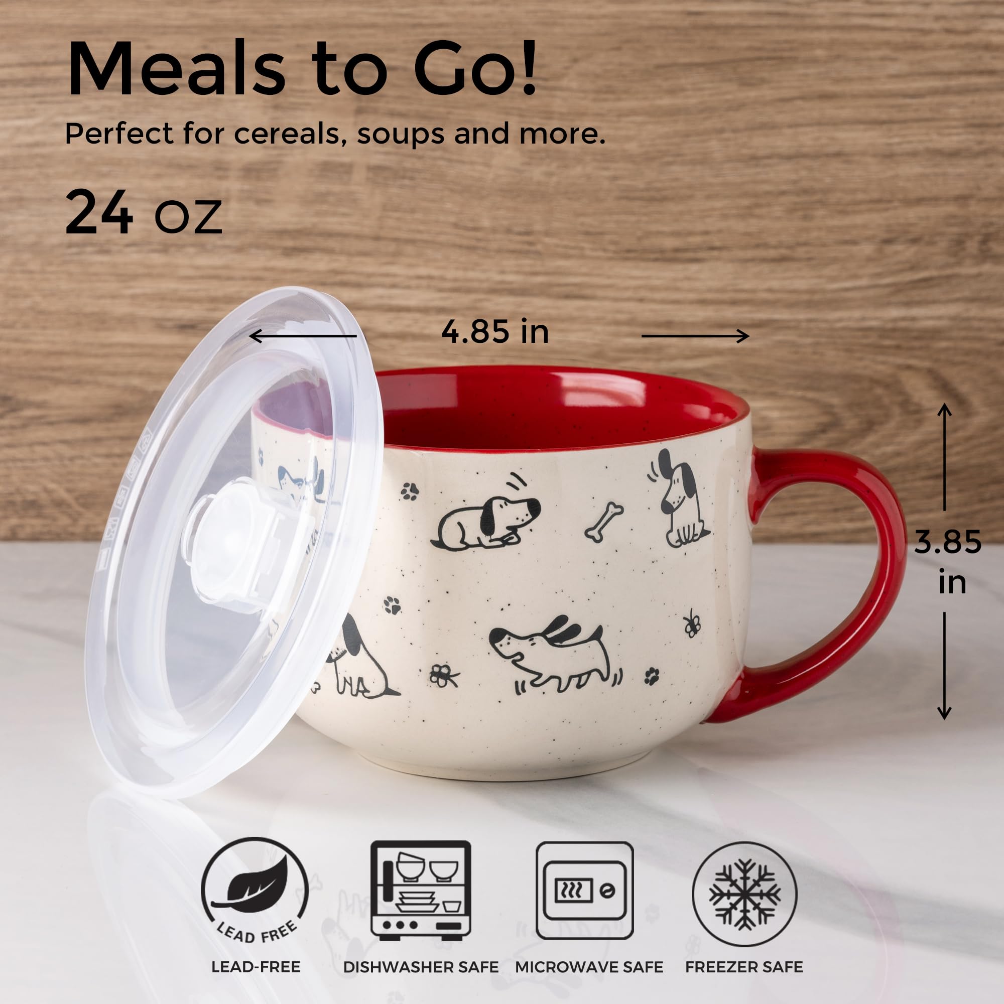 AmorArc taza de sopa cerámica con asa grande, lateral para prender con facilidad