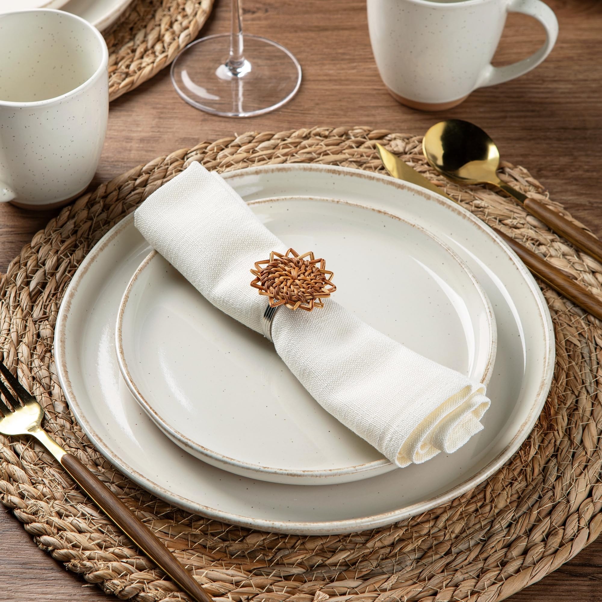 Plato postre AmorArc de 8 pulgadas con esmalte moteado para comidas diarias.