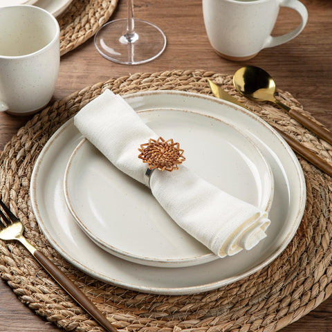 Plato postre AmorArc de 8 pulgadas con esmalte moteado para comidas diarias.
