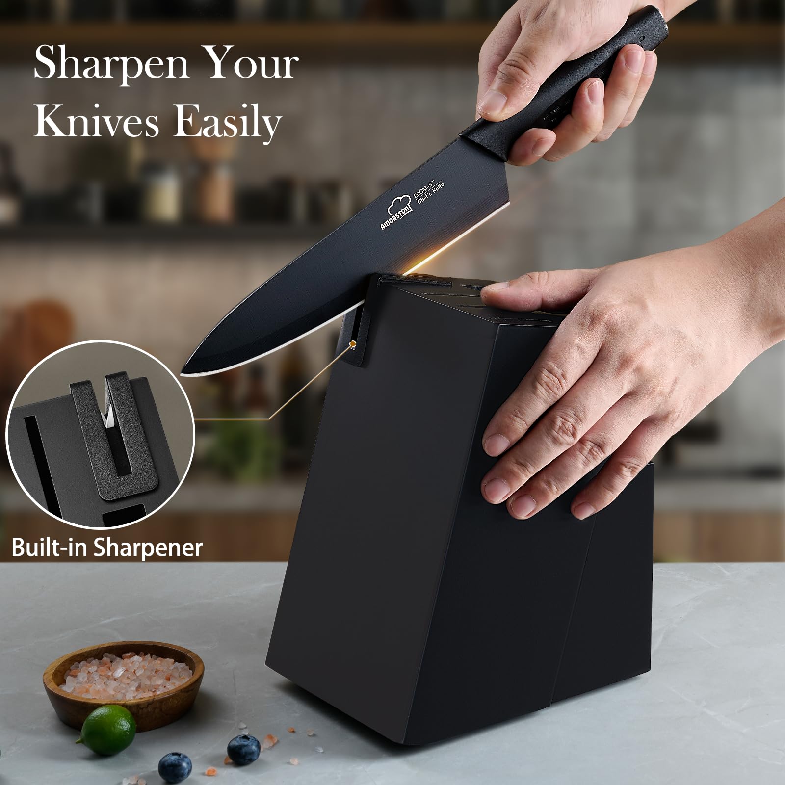 Amorston cuchillo santoku de 7 pulgadas para preparaciones versátiles