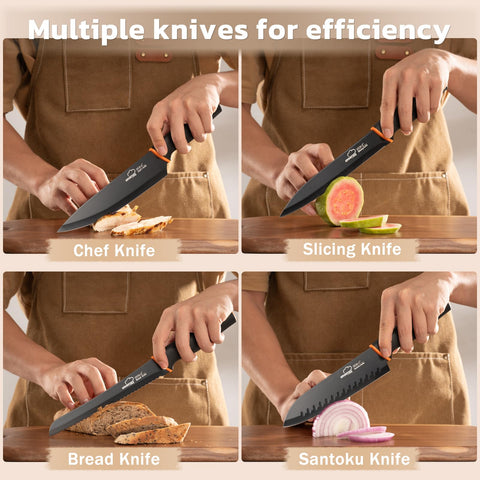 Amorston cuchillo santoku 7 pulgadas, versátil para verduras y carnes