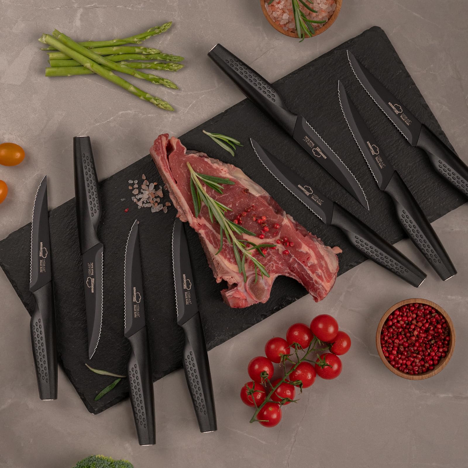 Amorston, diseño elegante en negro para mesa moderna