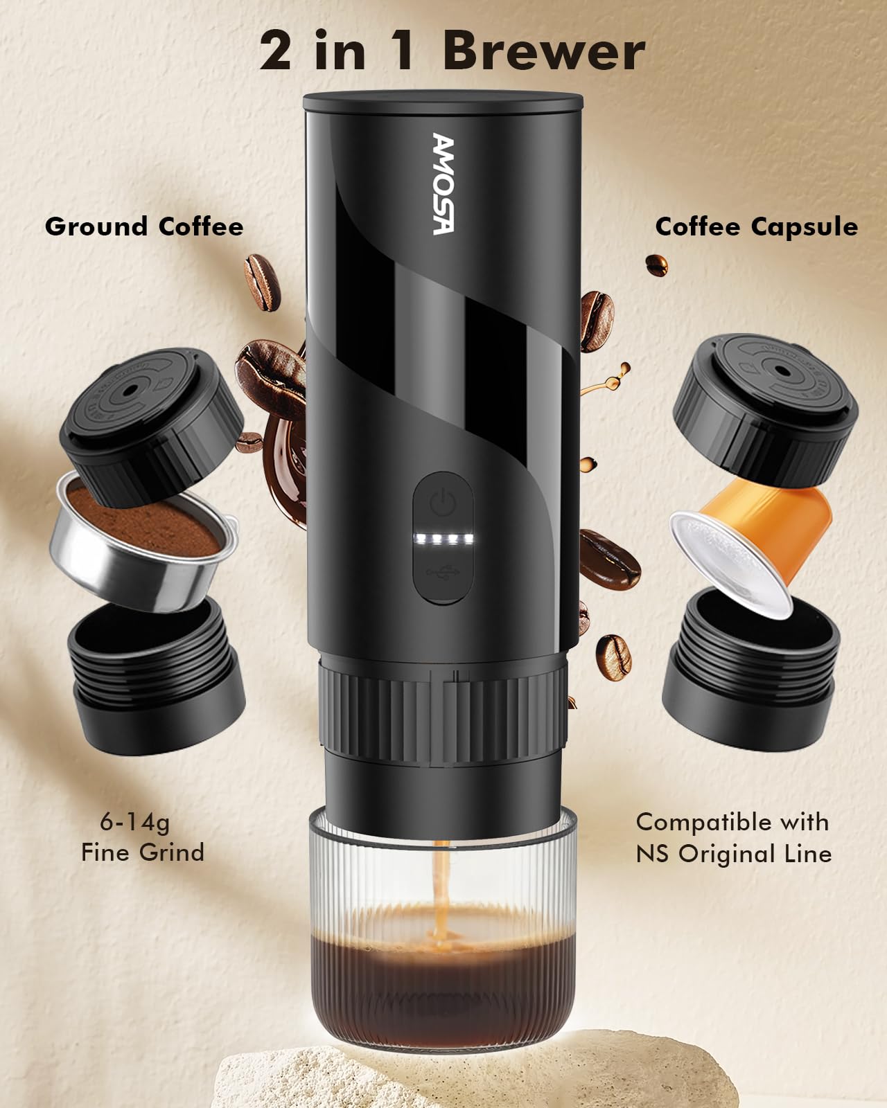 AMOSA molino manual de café para molienda fresca en ruta