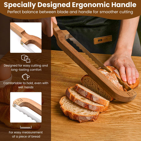 AMROAH cuchillo pan mango ergonómico ofrece agarre cómodo.