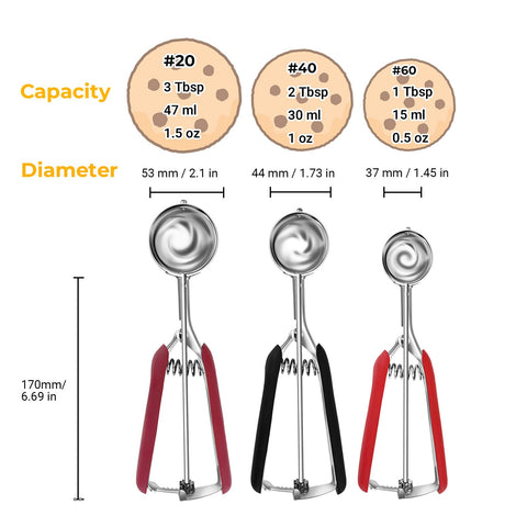 Cucharas Amroicus para galletas, 2 cucharadas, medidas consistentes para masas